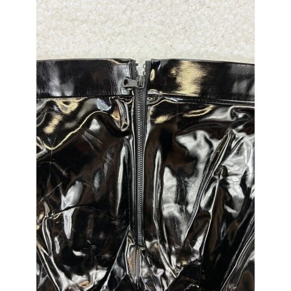 Alice + Olivia Maddox Faux Leather Leggings Womens 6 Black Patent Vinyl Casual